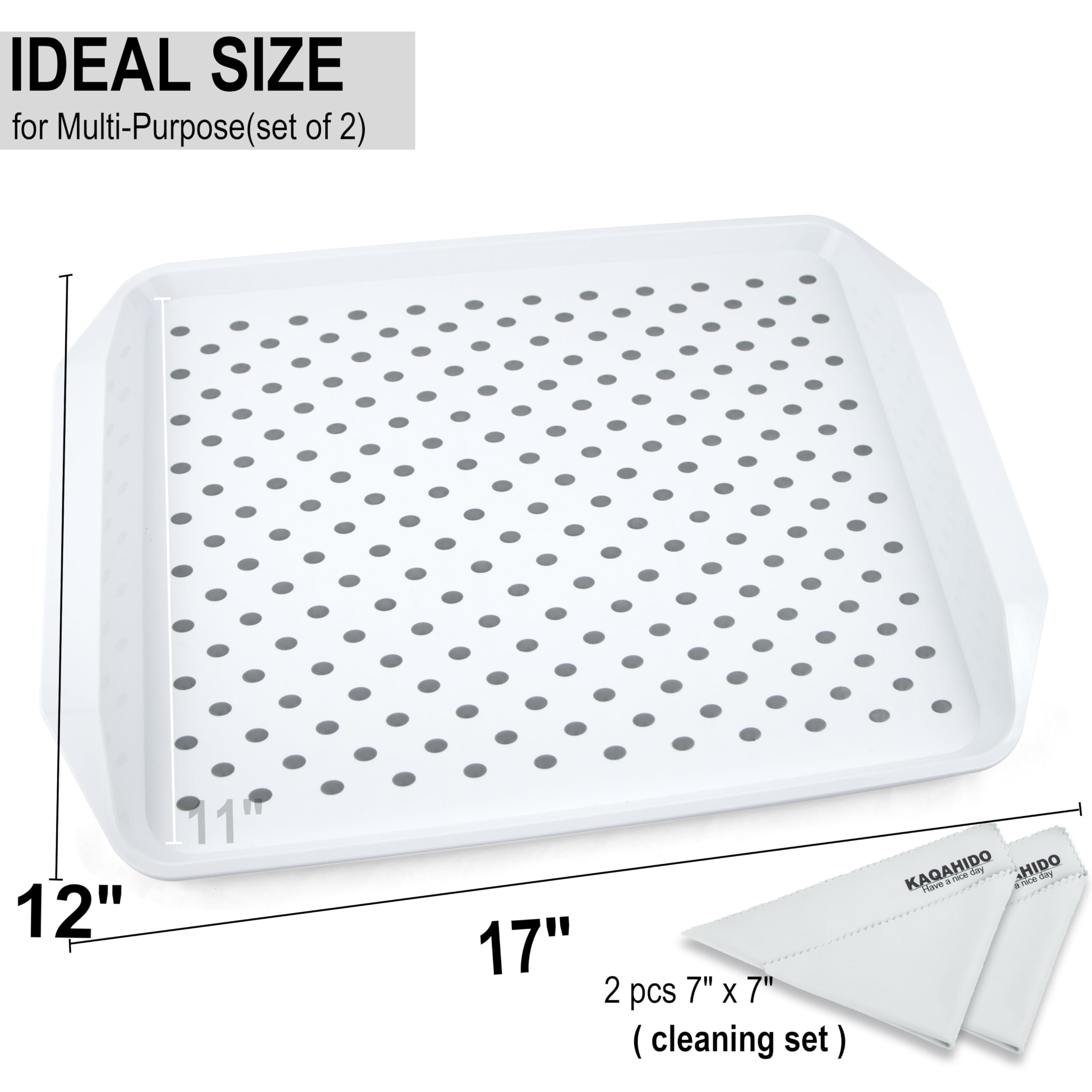 KAQAHIDO Bandeja grande antideslizante para servir con puntos de agarre, bandejas de TV para comer en el sofá, servir comida para la cena, desayuno, transporte rectangular de alimentos para platos,