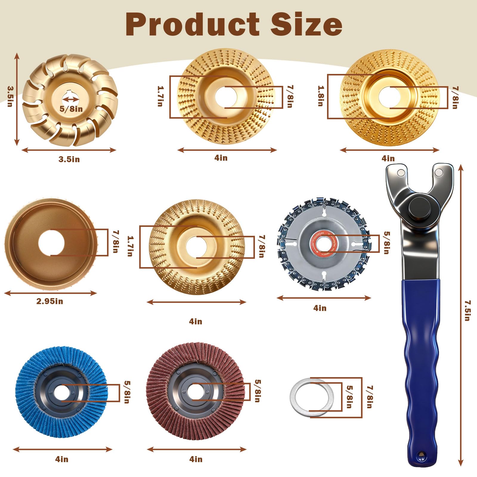 Wood Carving Disc Set - 14 Pcs for Angle Grinder -2