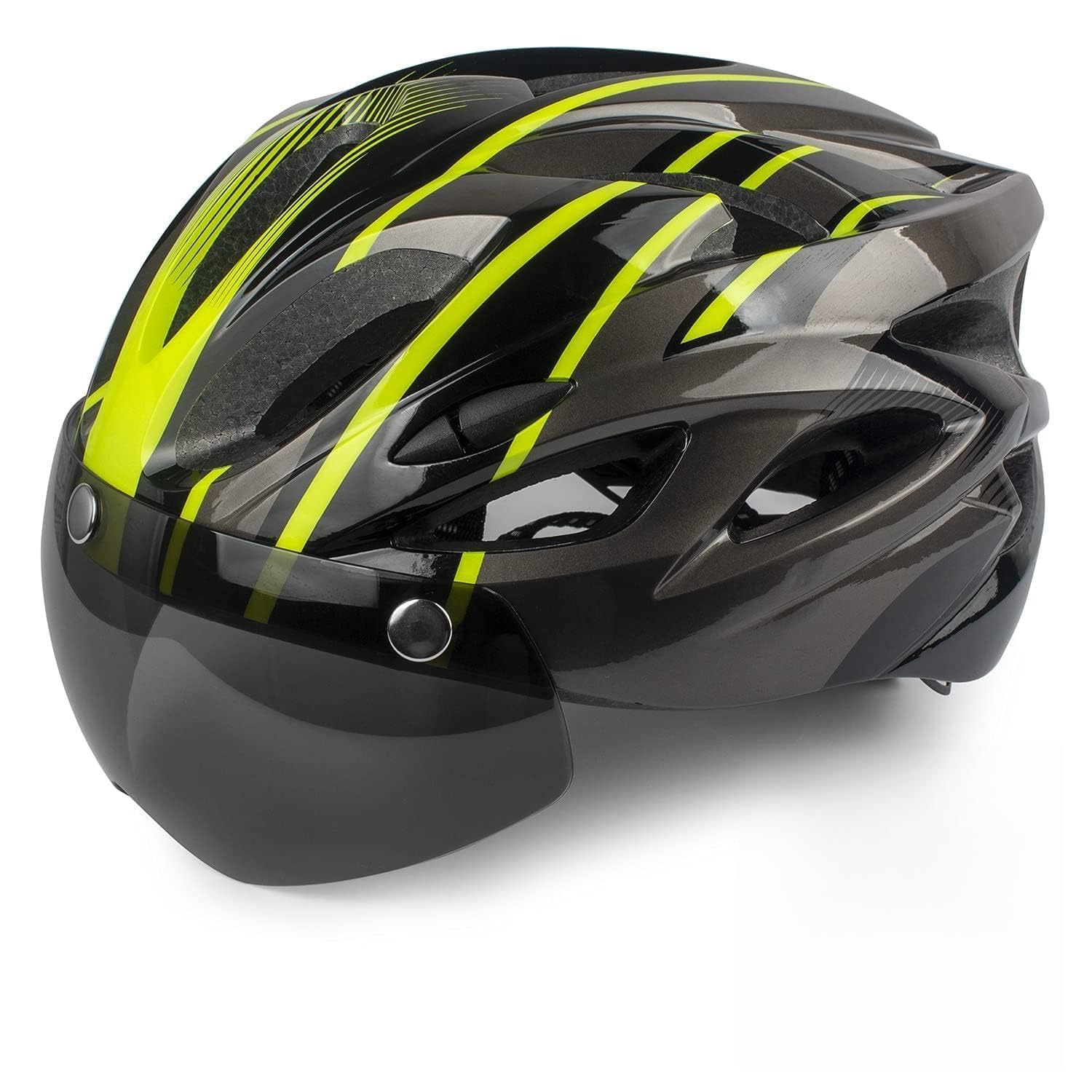 Shinmax Casco Bici Uomo Donna con Luce di LED Casco MTB con Visiera Magnetica Staccabile Shield Caschi Bici Leggero Casco da Bicicletta Unisex Adulto Caschetto Bici Ciclismo Regolabile 56-62cm