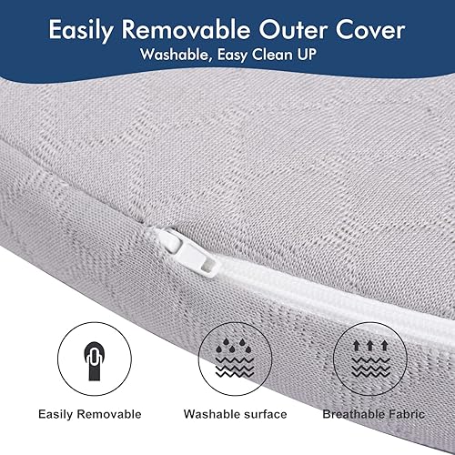 Miniatura 6 de Colchón de moisés para bebé compatible con Dream On MeFisher-Price Baby Bedside Sleeper, transpirable, espuma premium, forma ovalada con funda
