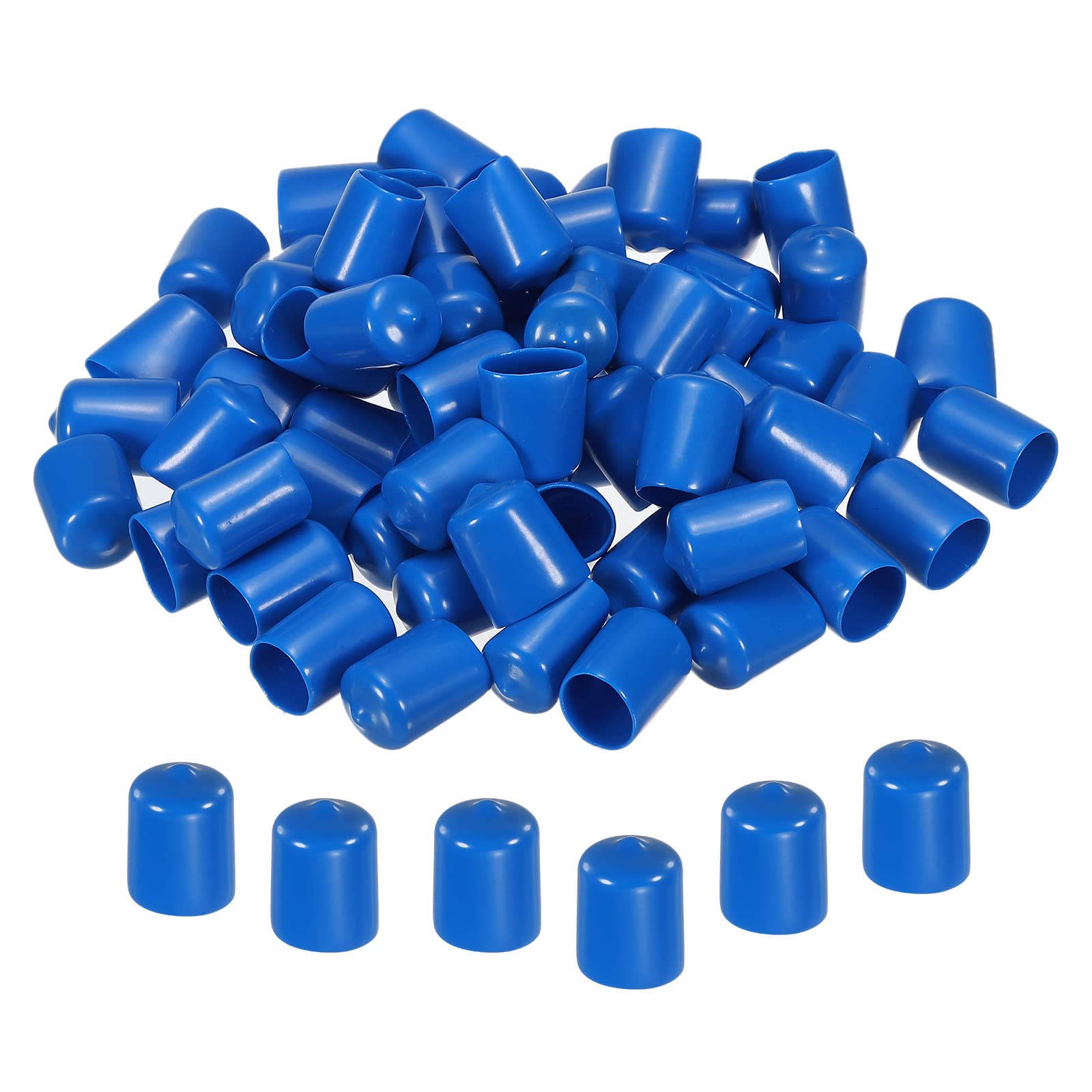 sourcing map 50pcs Rubber End Caps Cover 18mm Vinyl Screw Thread Protector Round PVC Vacuum Caps for Screw Bolt Pipe, Blue