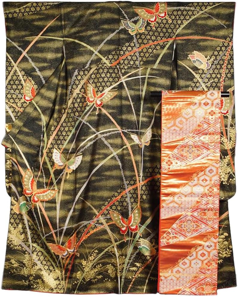 しつけ付き 江戸小紋 桜吹雪 正絹着物 トール＆ワイドサイズ トール