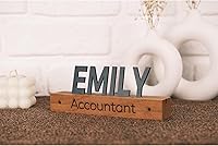 Vista 3 de Generic Placa de identificación personalizada de acrílico dorado sobre madera negra, decoración de oficina