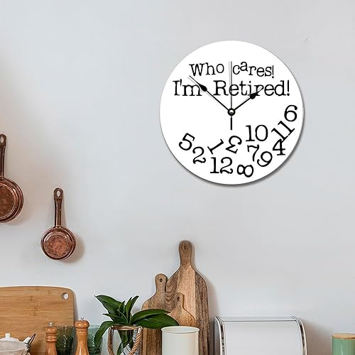 Miniatura 3 de ArogGeld Reloj de pared divertido de 10 pulgadas con texto en inglés "Who Cares I"m, reloj de pared redondo, funciona con pilas, reloj de pared