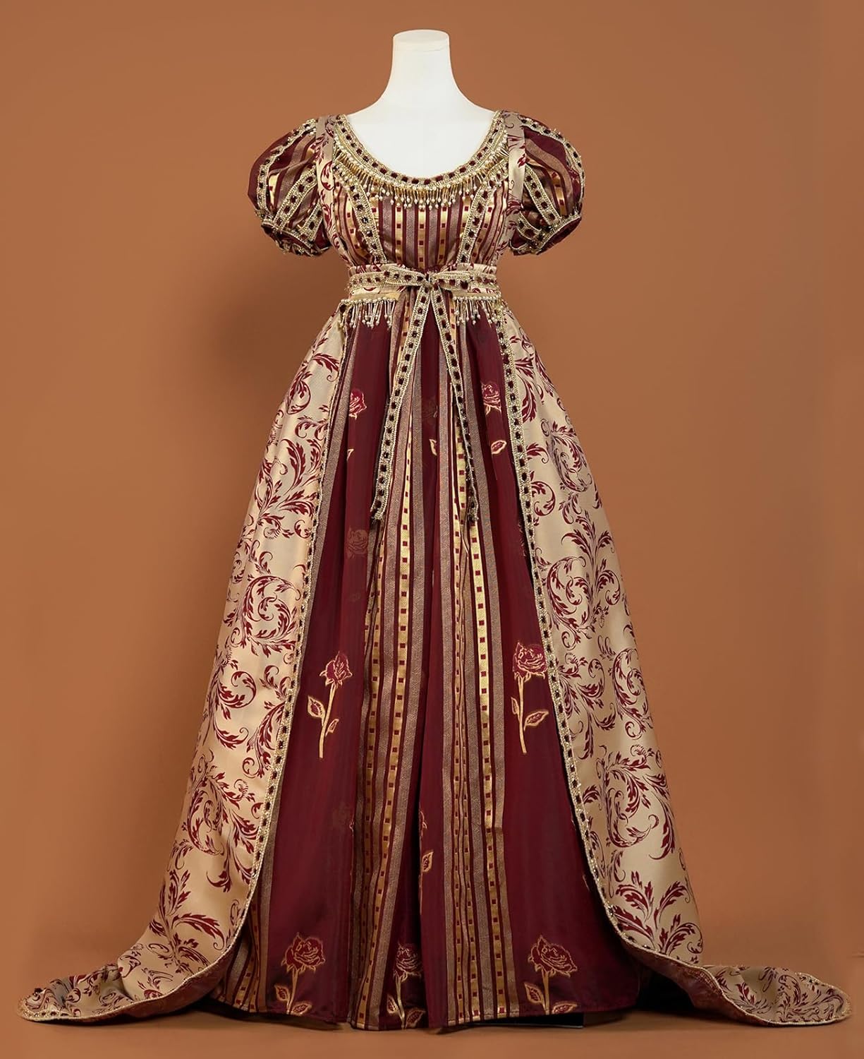 Vibsion Regency Dresses for Women Empire Waist Rose Embroidered Rococo Ball Gown