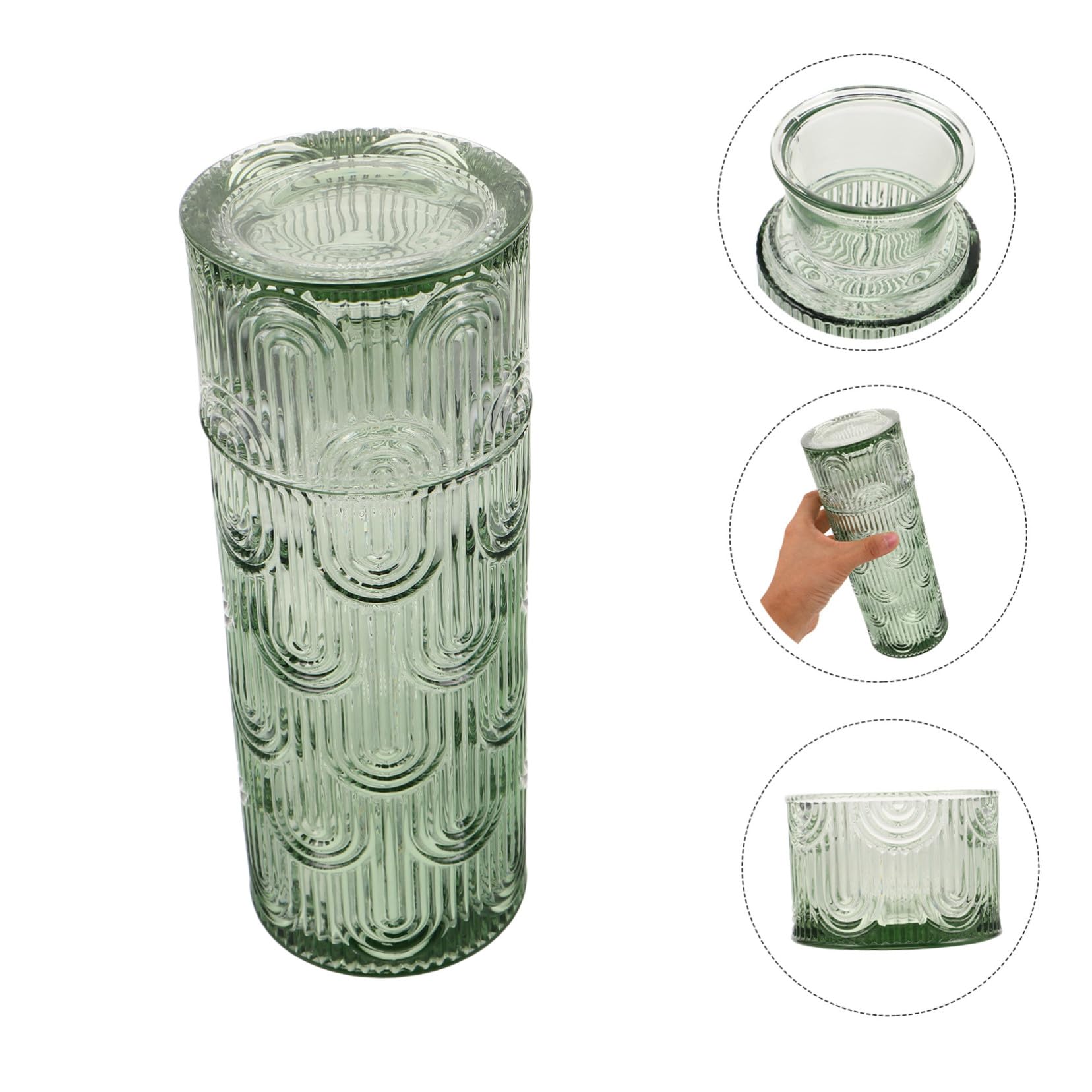 Bottiglie d Acqua da Comodino in Vetro Trasparente Caraffa per Succo e Acqua con Coperchio Bicchieri da Tavolo per Uso Quotidiano