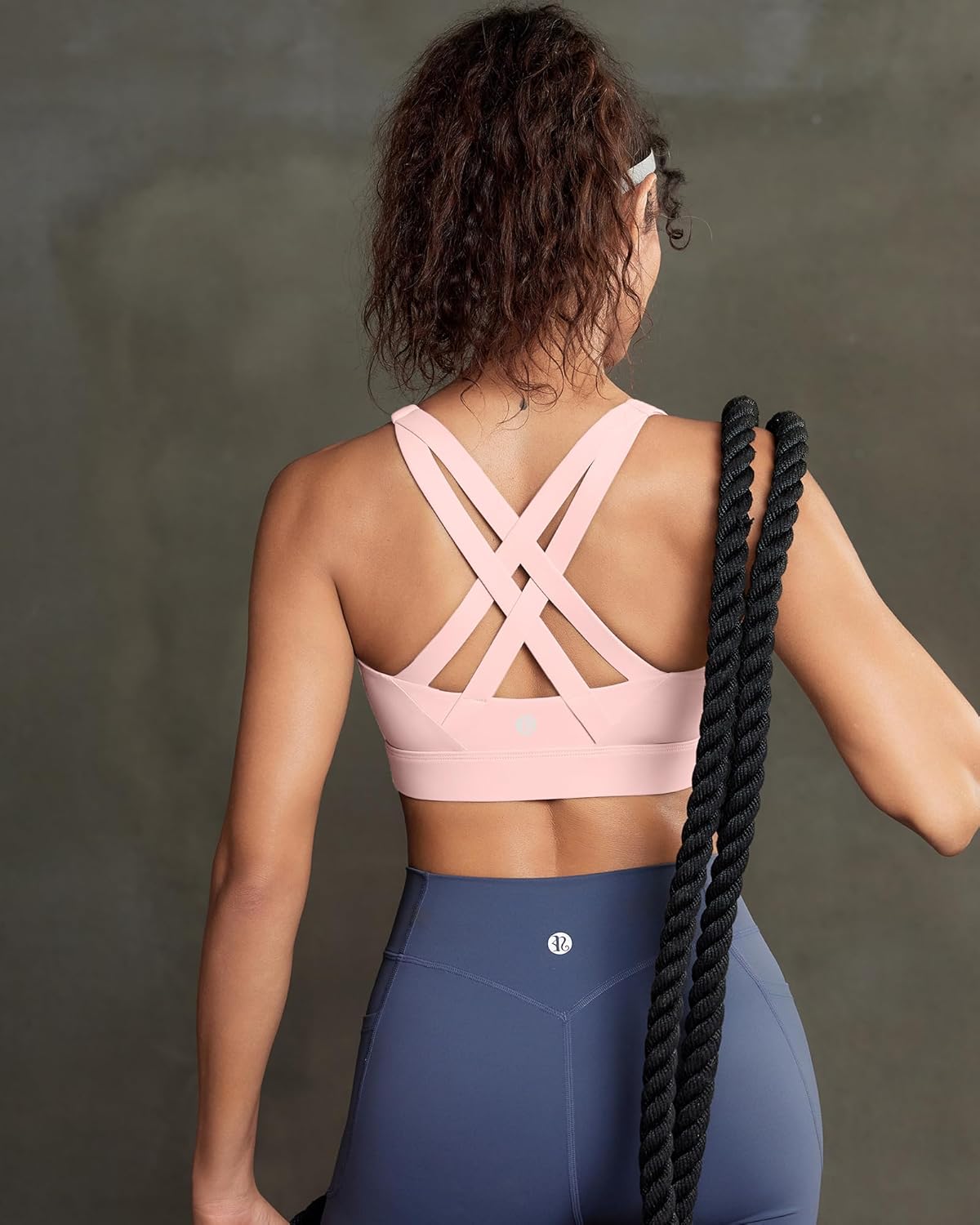 RUNNING GIRL Sports Bra for Women High Support,Strappy Running Supportive High Impact Sports Bras with Sewn in Pads