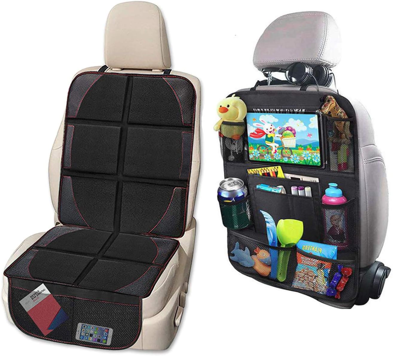 SMART ELF Backseat Car Organizer Kick Mat with Storage