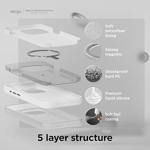 Miniatura 4 de elago Funda de silicona magnética compatible con iPhone 15 Pro de 6.1 pulgadas, compatible con todos los accesorios MagSafe, imanes integrados,