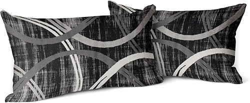 Snycler Juego de 2 fundas de almohada con círculos ondulados, modernos anillos de contraste opacos, fundas geométricas para sofá, hogar, decoración