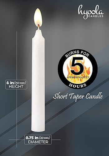 Miniatura 4 de Hyoola Velas cónicas  Vela blanca sin goteo de 6 pulgadas, sin perfume, paquete de 36 velas hechas en Europa de 5 horas de tiempo de combustión