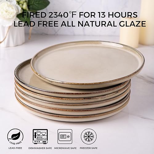 Miniatura 2 de AmorArc Juego de 6 platos de cerámica de 8.5 pulgadas, juego de platos de cerámica esmaltada reactiva, postre, ensalada, aperitivo, platos pequeños,