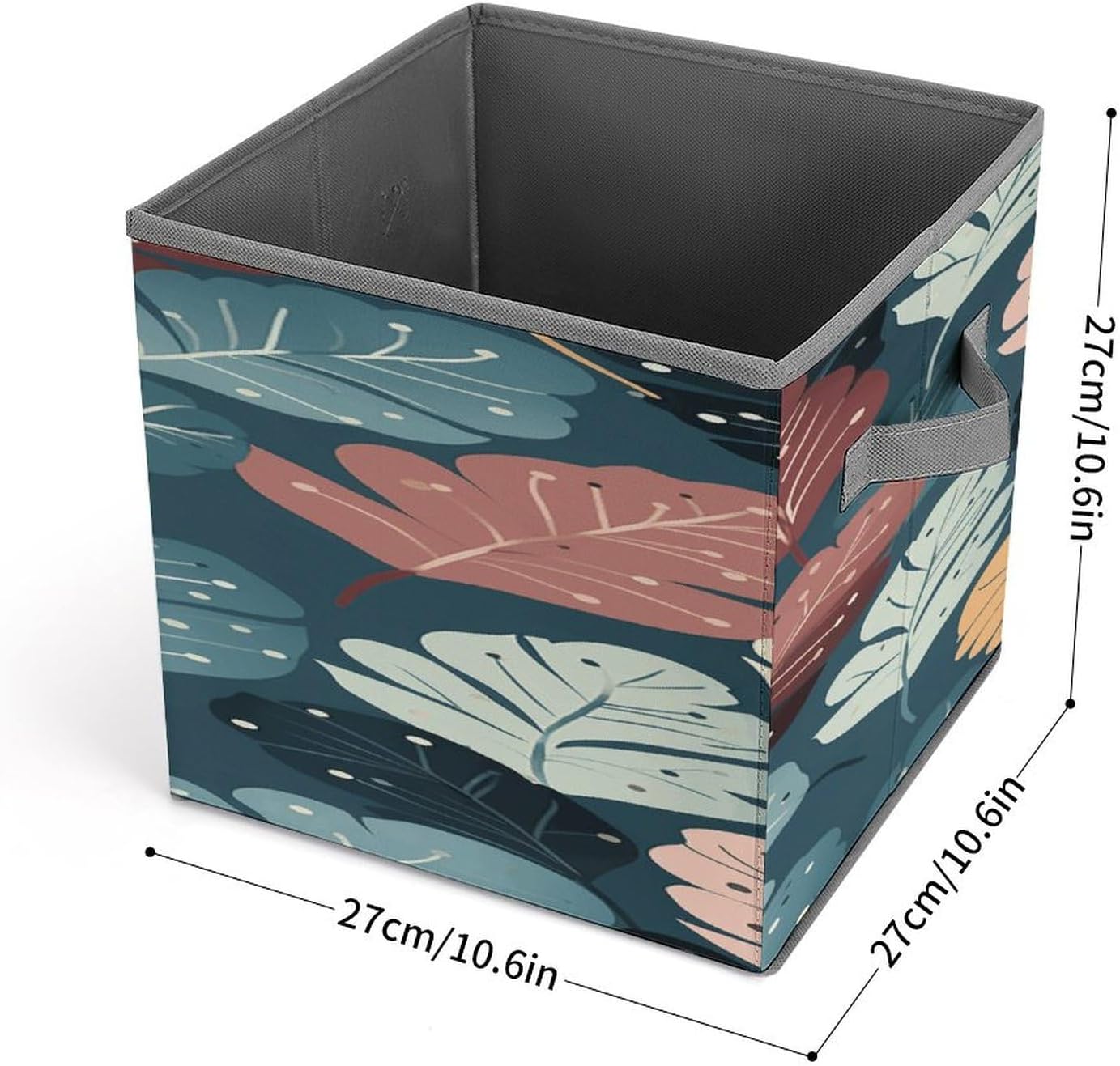 Collapsible Storage Box, Luxury Cute Leaves Print Foldable Storage Bins with Handles, Durable And Stylish Organizer for Closet, Shelves, Bedroom image 2