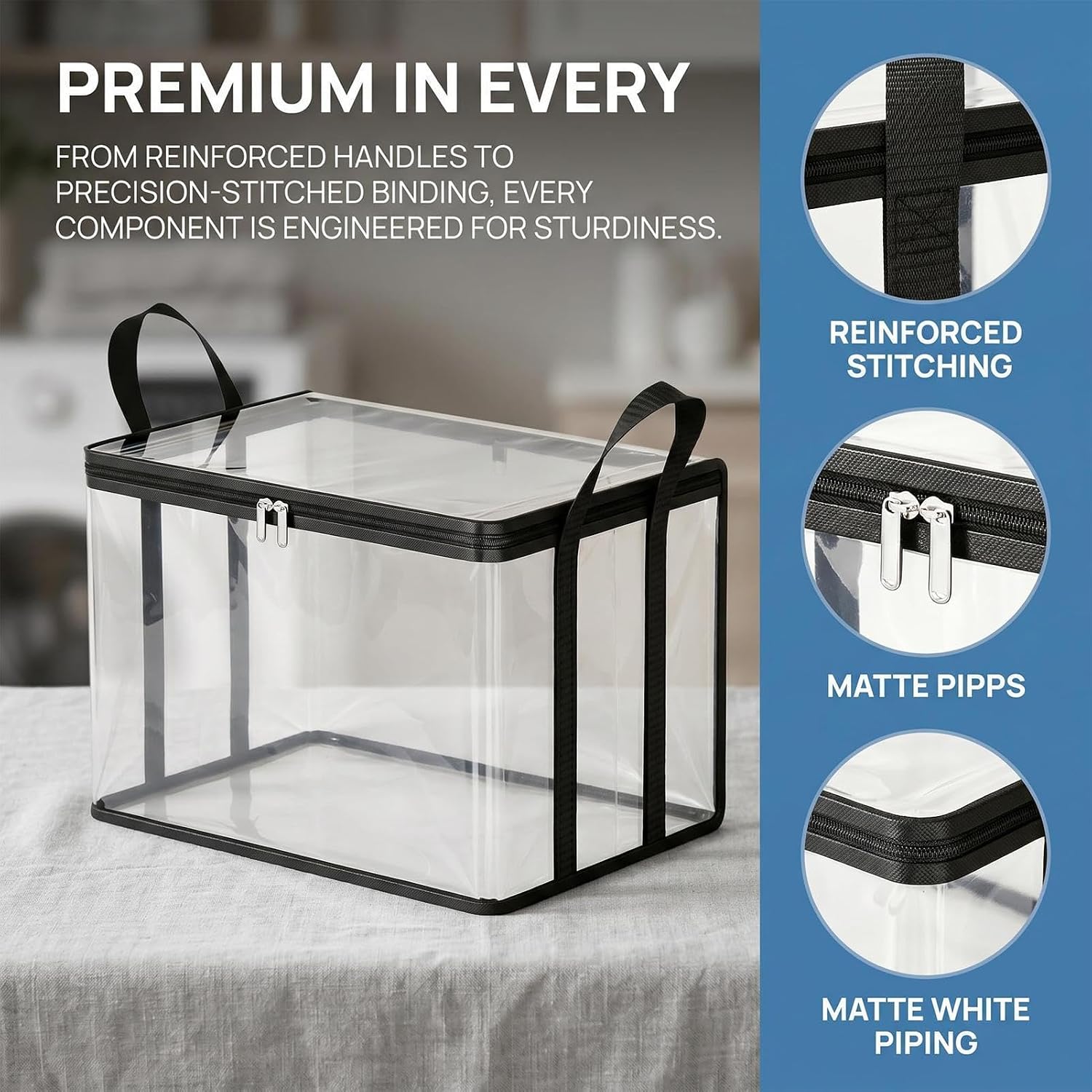 4 Pack Large Heavy Duty Moving Bags, Clear PVC Storage Bag for Clothes Blankets Toys, Clear Storage Closet Organizer with Zipper and Handles for College Dorm Home Organization
