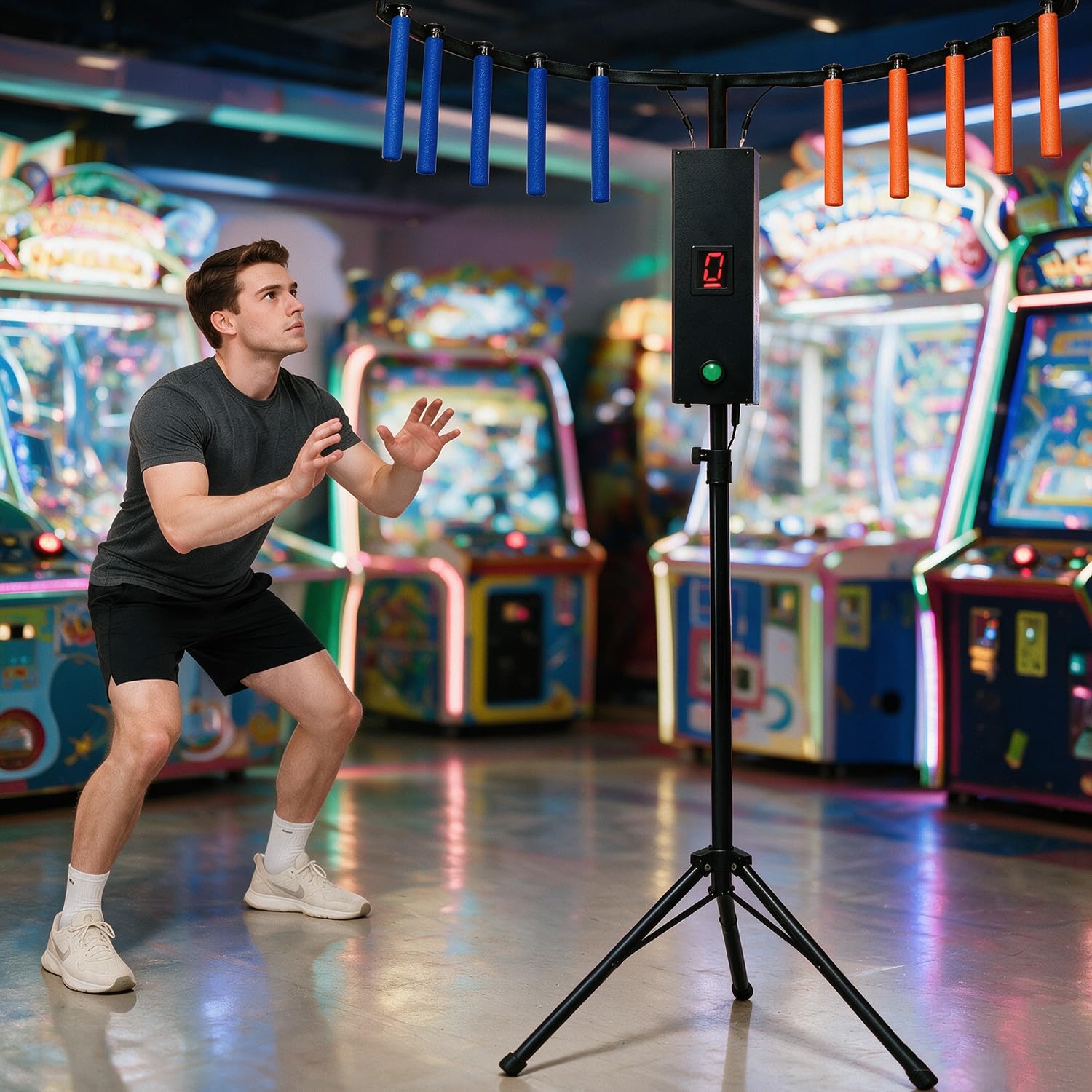 Gra Stick Challenge, automat do gry z regulowaną prędkością, trenujący koordynację ręka-oko, na imprezy, wynajem i rodzinne wieczory gier, światło LED i reakcja na muzykę, 5 prędkości Black