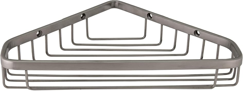 Design House Sturdy Stainless Steel Corner Shower Caddy Basket, 9.5-Inch, Satin Nickel, Wall Mounted Design House, 588921-SS