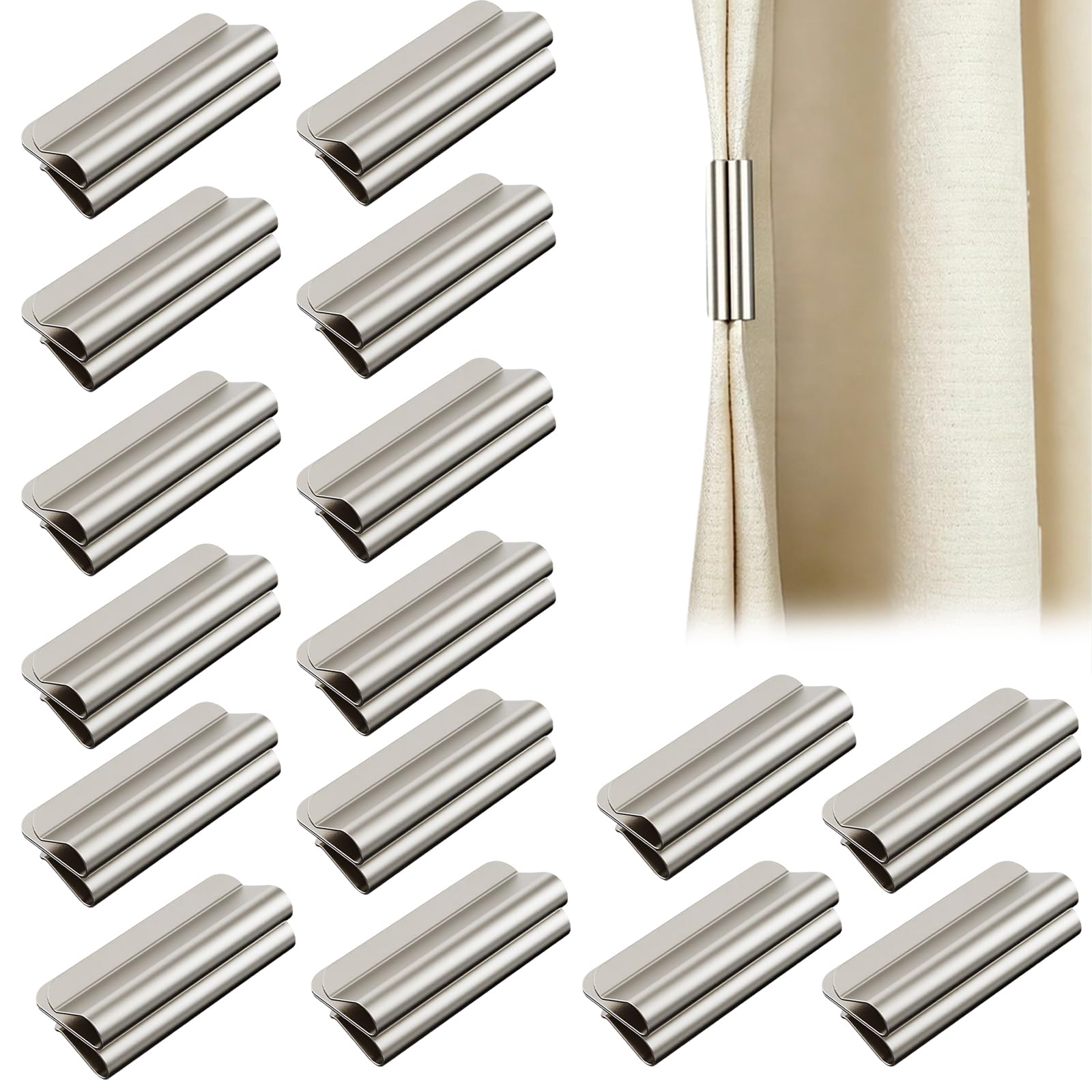 16 Pairs Magnetic Curtain Clips,Detachable Curtain Magnets Closure,Privacy Protection & Prevention Curtain Buckle for Home Bedroom Draperies Tubs Office