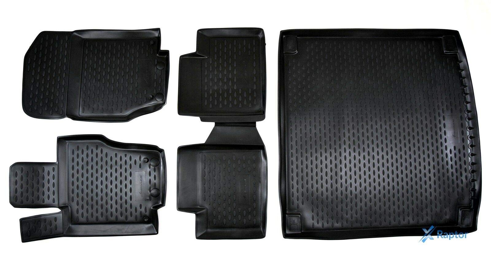 J&J AUTOMOTIVE 3D Gummimatten und Kofferraumwanne Set passend für Mercedes M Klasse W164 2006-2012, TPE Fußmatten Allwetter Passform rutschfest Geruchsneutral Schwarz