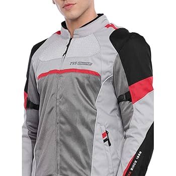 TVS Polyester Riding Jacket - Level 2 (Red Line, Medium