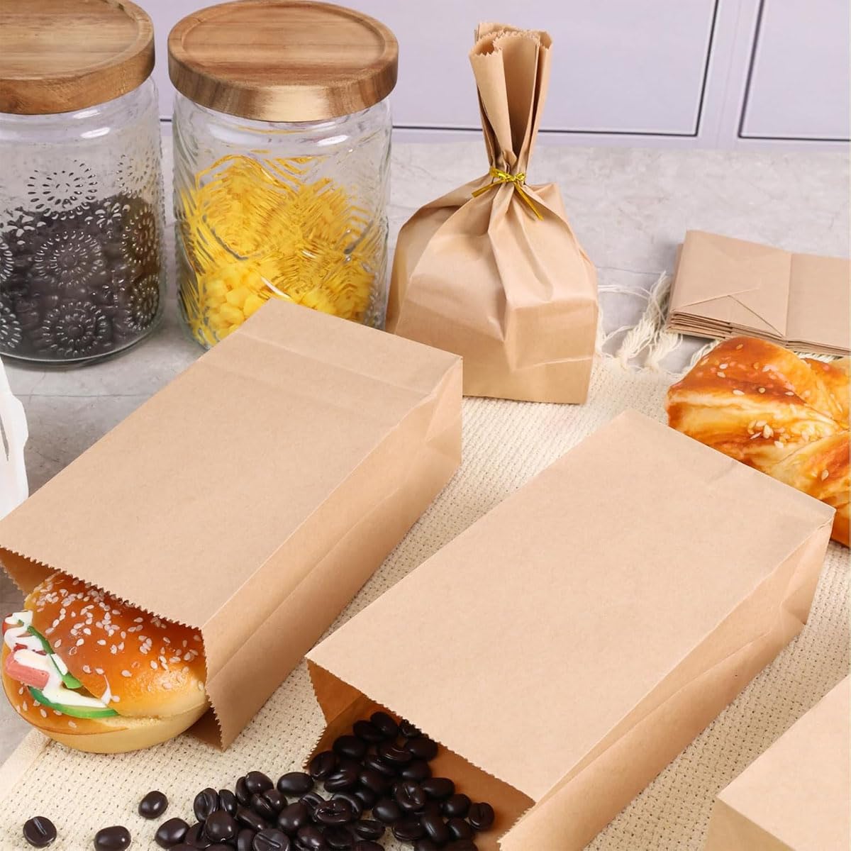 Staranry 50 Sacs En Papier Kraft Marron 30x20x12.5 Cm - Grands Sacs Cadeaux Écologiques Pour Anniversaire, Noël, Mariage, Fête Et Emballage Alimentaire