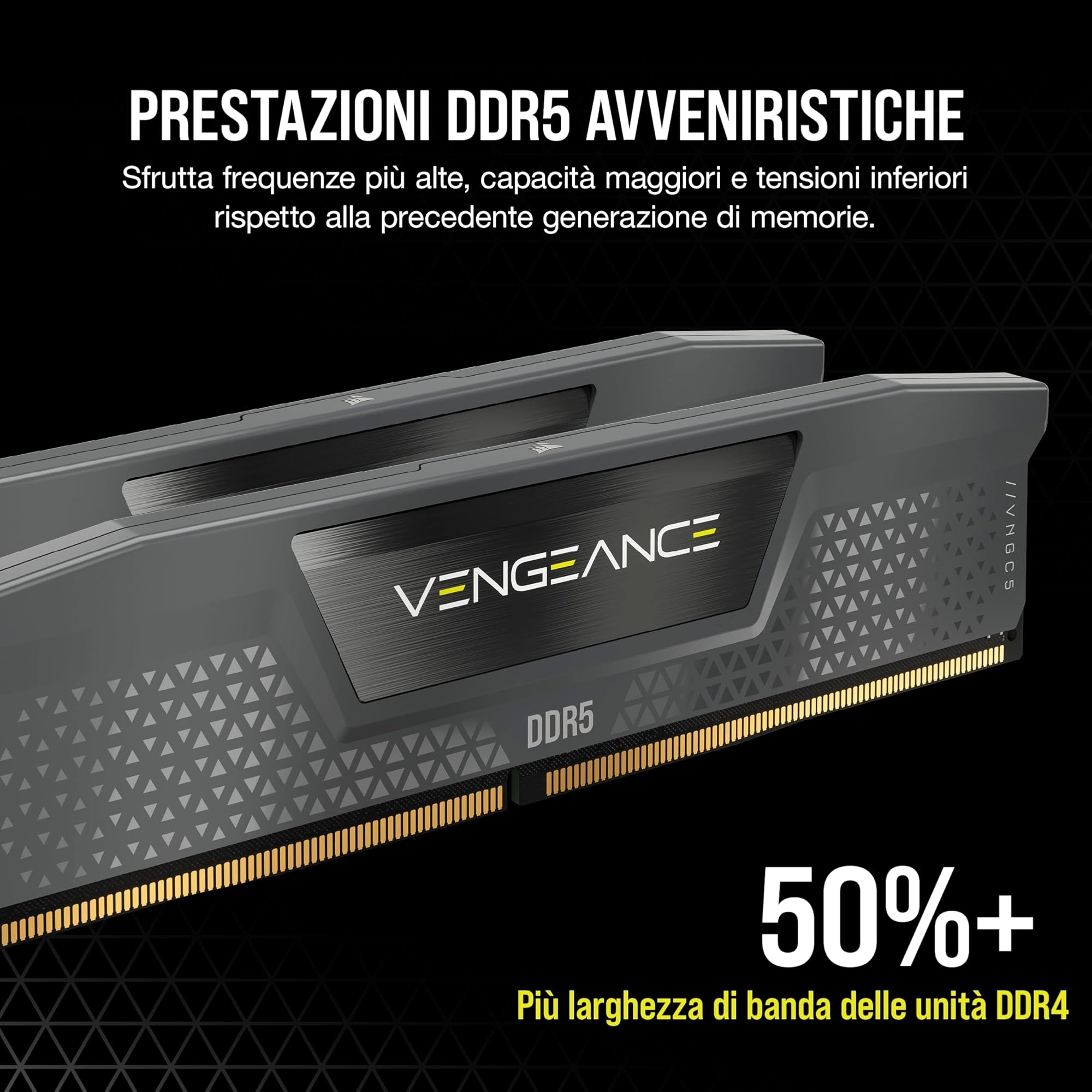 CORSAIR VENGEANCE DDR5 32GB (2 x 16GB) Fino a 6000MHz AMD INTEL RAM | Memoria Per Computer Desktop, Compatibile con AMD EXPO e Intel XMP 3.0, CL30, Grigio, CMK32GX5M2Z6000Z30