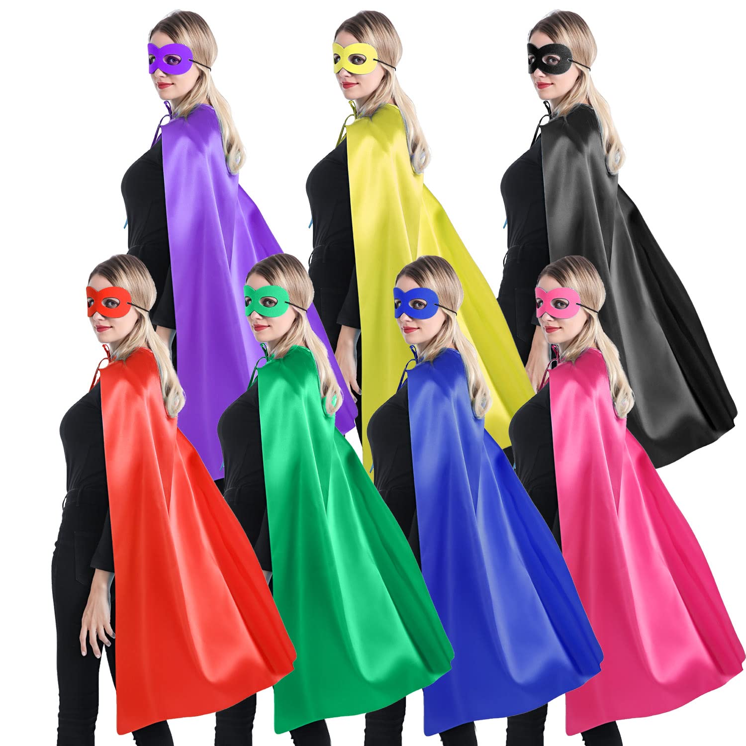 Kidsfere Superhero Capes and Masks for Teenagers Adults Men Women Team Building Dress Up Party Cape Halloween Costume 7 Pack