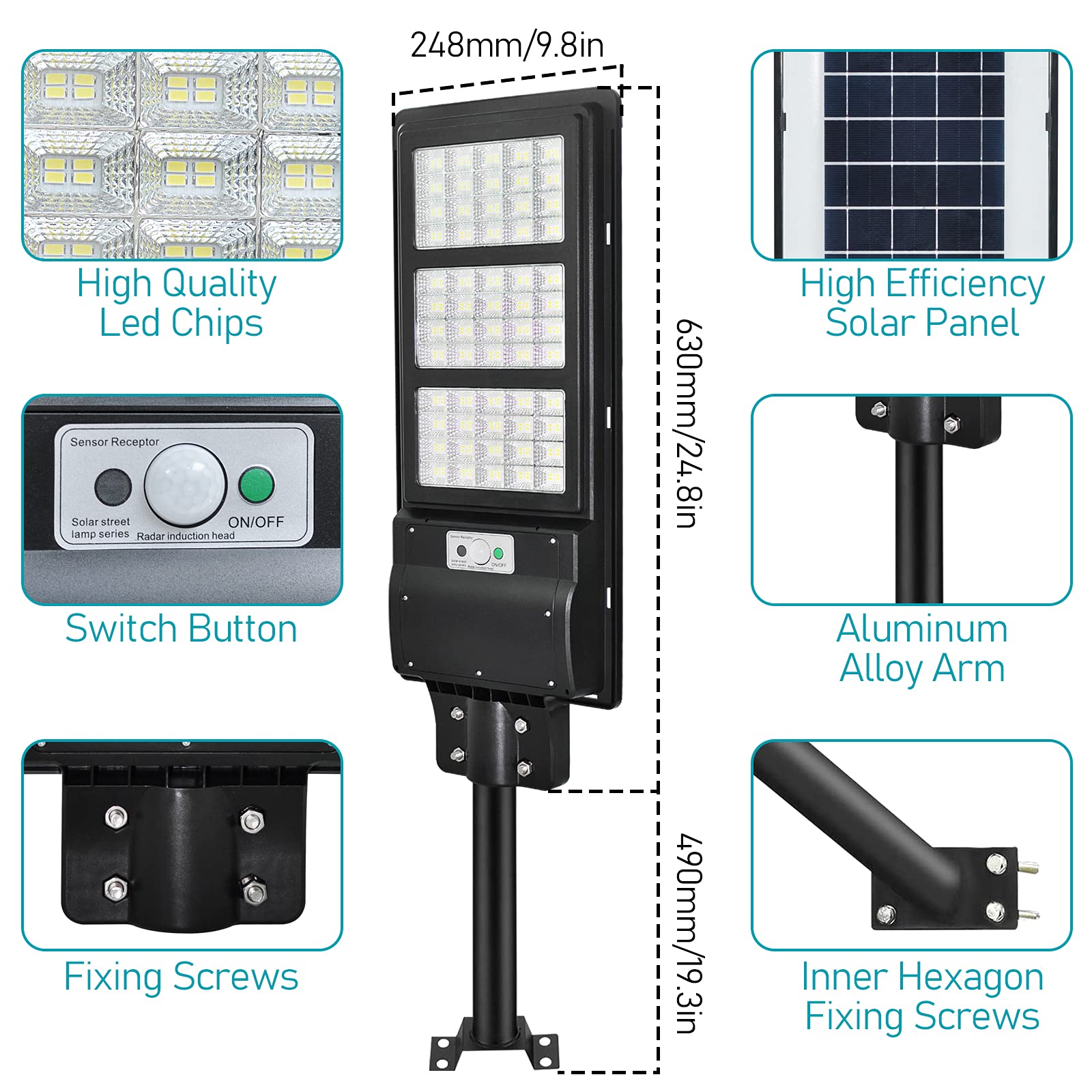 Amazon.co.jp : eTzone 200W ソーラーLED街灯 30000LM 6000K 240