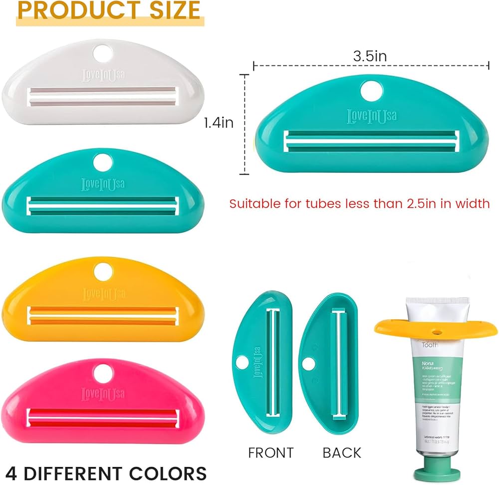 Amazon.com: LOVEINUSA Toothpaste Tube Squeezer Dispenser, 4PCS