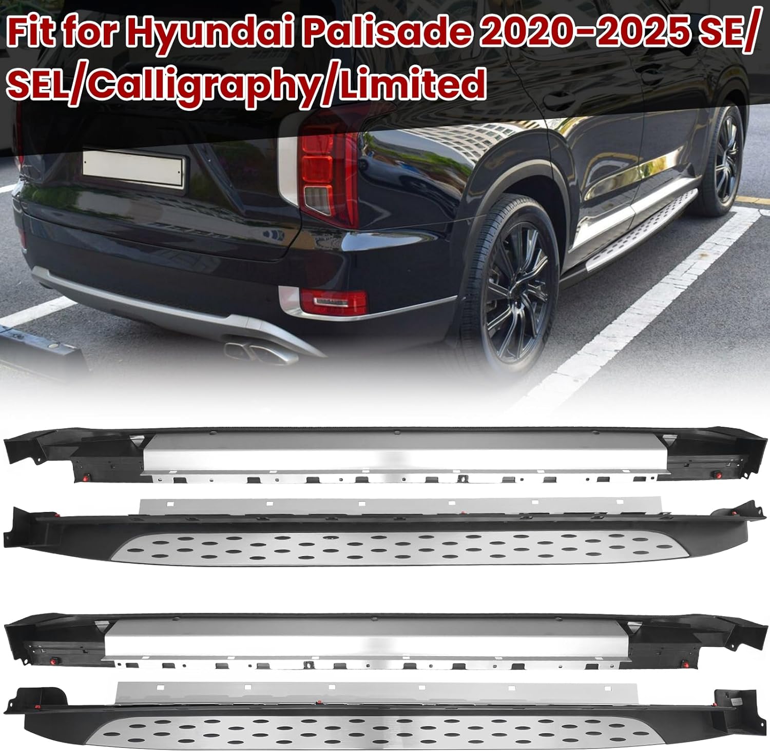 Running Boards Fit for Hyundai Palisade 2020-2025 SE/SEL/Calligraphy/Limited w/Mud Flaps (No Drilling Required) Side Steps Nerf Bars