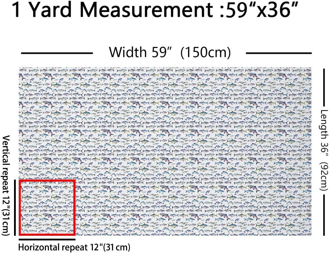 Fish Fabric by The Yard Lake Bass Fish Decor No Stretch Fabrics for Sewing Supplies Jungle Rustic Style Soft Polyester Fabric for DIY and Home Accents 10 Yard Bolt,360" L x 59" W image 2