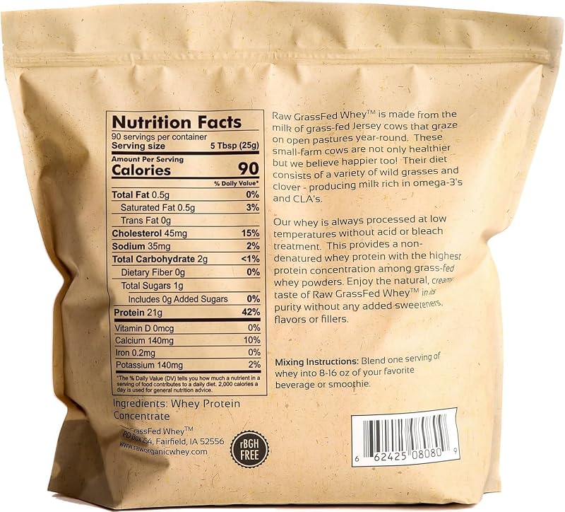 Raw Grass Fed Whey Protein Powder, Unflavored – 1 Ingredient, No Additives or Fillers, Undenatured, Made in USA, 5 lb image 2