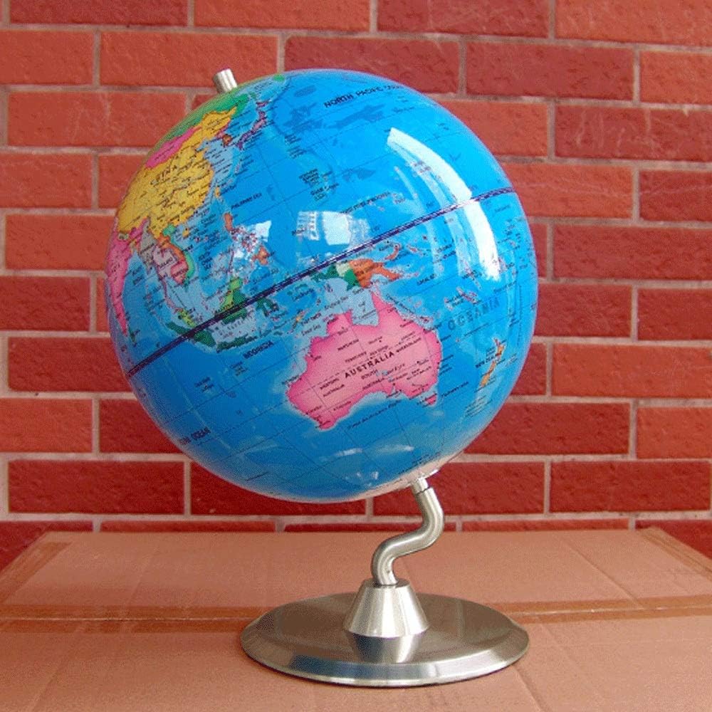 世界地球儀 学生大人ユニバーサルインタラクティブ教育回転デスクトップグローブ頑丈なステンレススチールベースグローブ読みやすい地理圏ホ