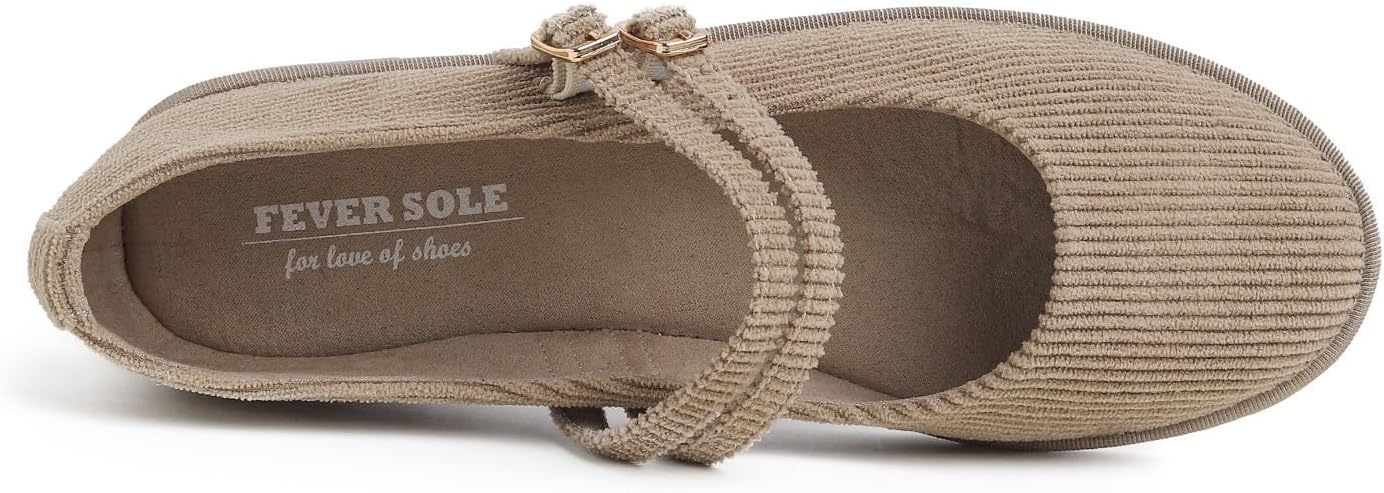FEVERSOLE Women's Soft Classic Mary Jane Memory Foam Cushioned Comfort Round Toe Metal Buckle Flats Walking Shoes