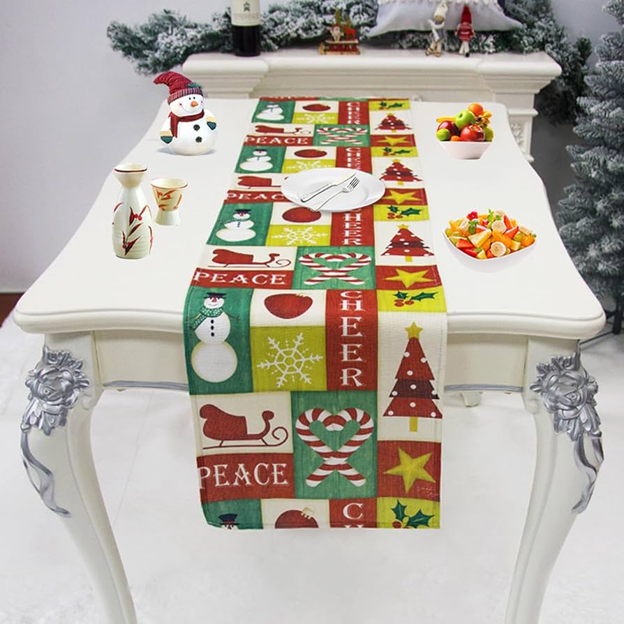 Amazon.co.jp: クリスマステーブルランナーレッドクリスマス