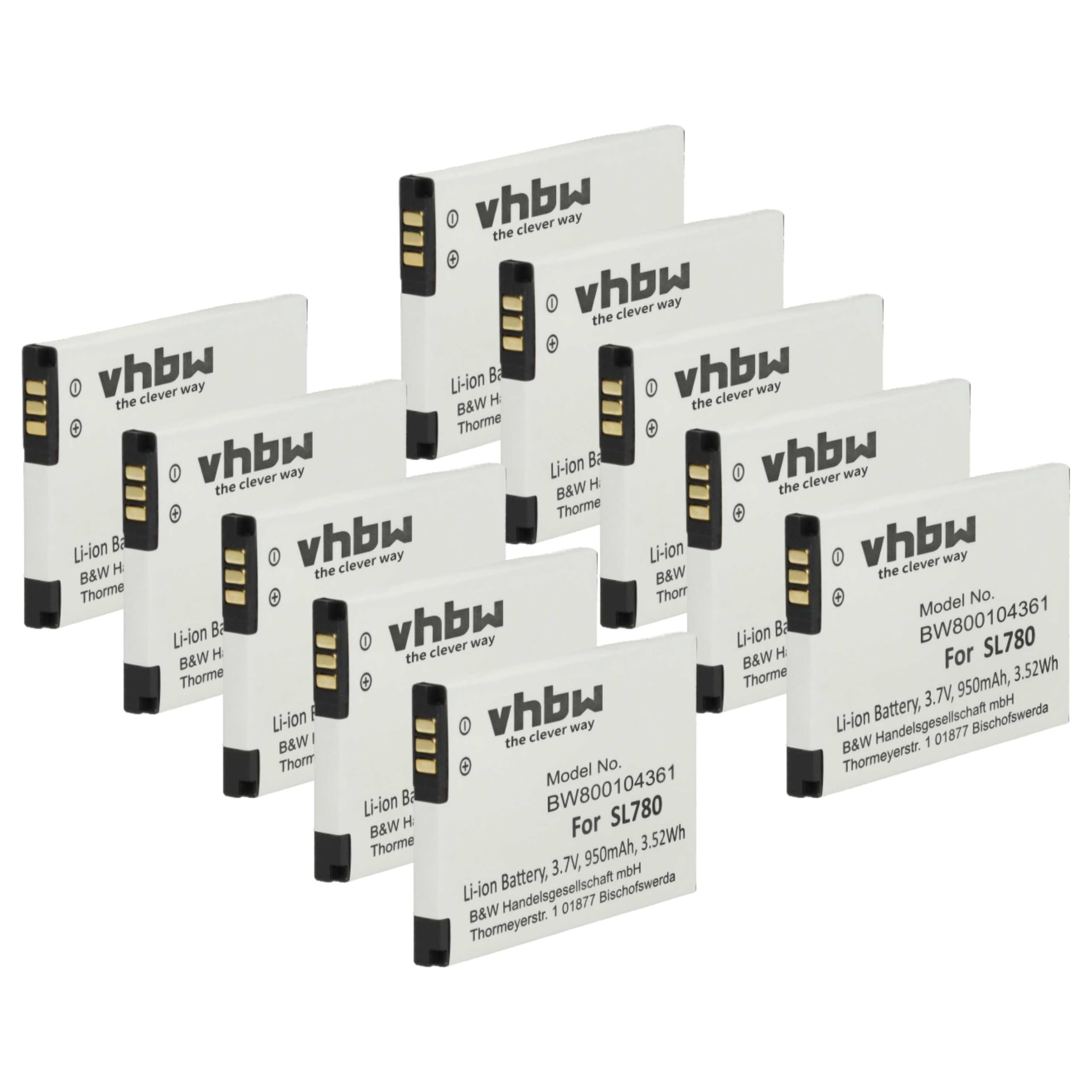 vhbw 10x batteria compatibile con Siemens Gigaset SL350, SL350H, SL450, SL400A, SL400, SL400H telefono fisso cordless (950mAh, 3,7V, Li-Ion)