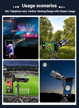 Apexel HD 36X Telephoto Lens for Smartphone, Mobile Phone Lens with Tripod for iPhone, Samsung, Huawei and Most Smartphones