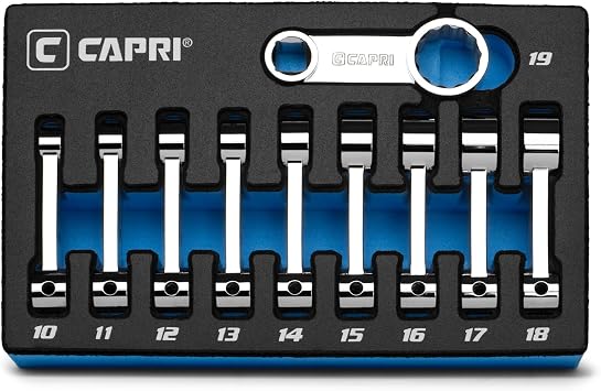 Capri Tools 3/8 in. Drive Torque Adapter Set, 12-Point Box End, 10 to 19 mm, Metric, 10-Piece with Mechanics Tray