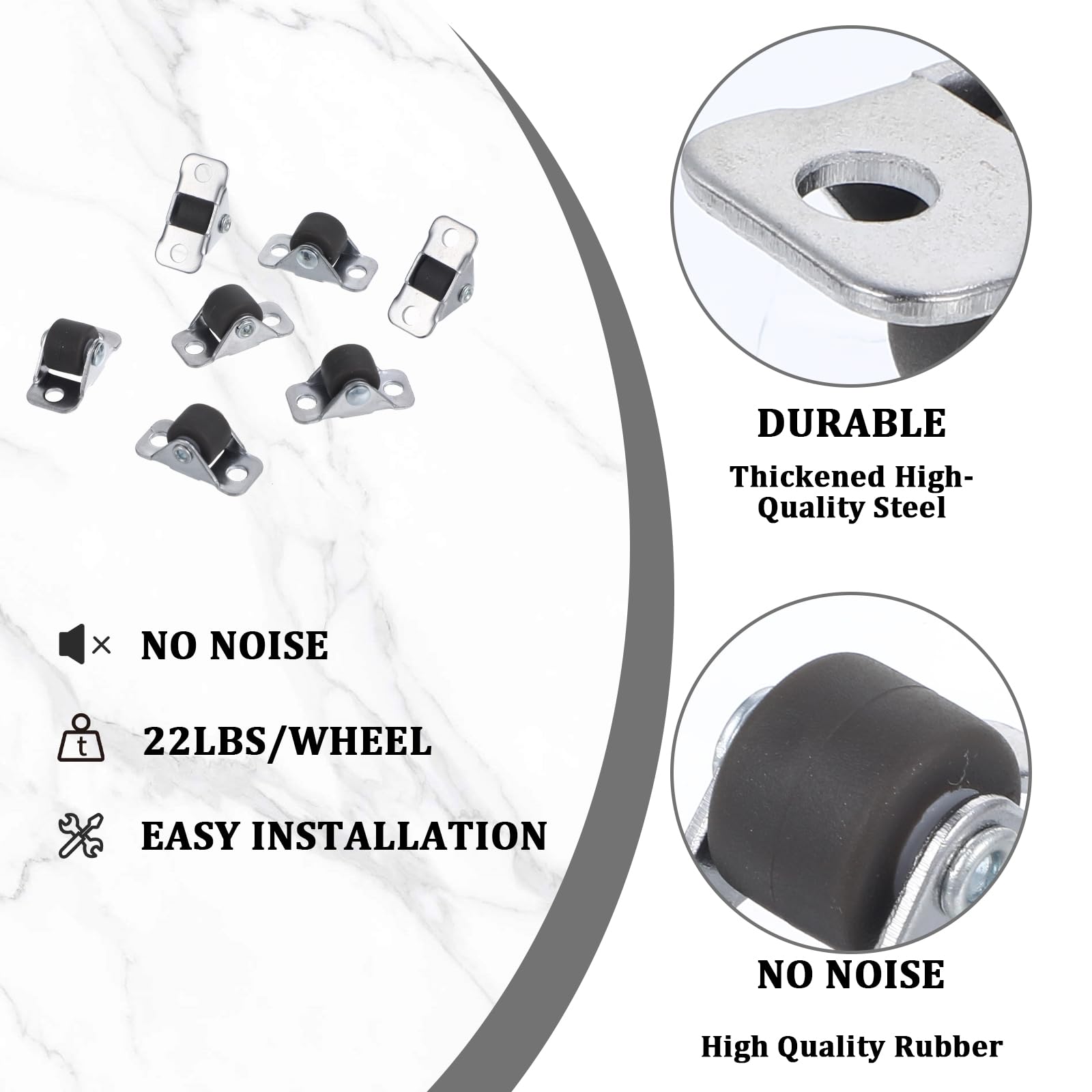 FOWSRHRG 1/2 Inch Mini Caster Wheels - Set Of 16 With Screws & Adhesive, One-Directional