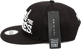 Embroidered Logo Flat Bill Black Snapback Cap