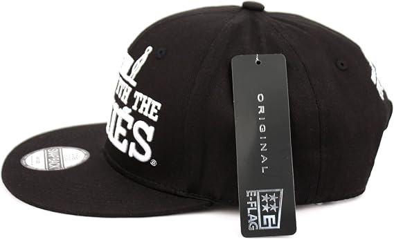 Embroidered Logo Flat Bill Black Snapback Cap