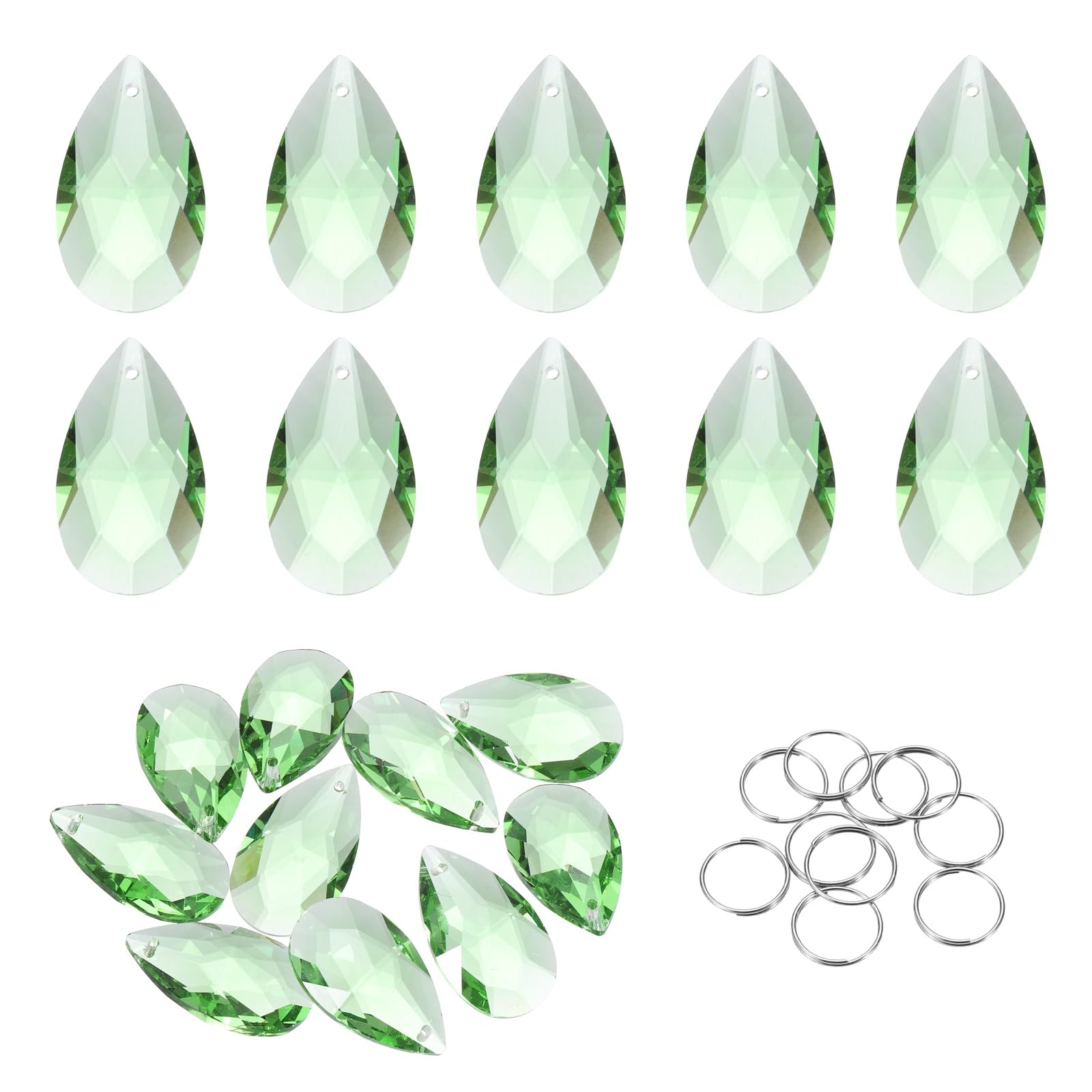 Verre K9 à suspendre vert fruit 38 mm pour lampe et lustre en cristal avec anneau inox, 10x