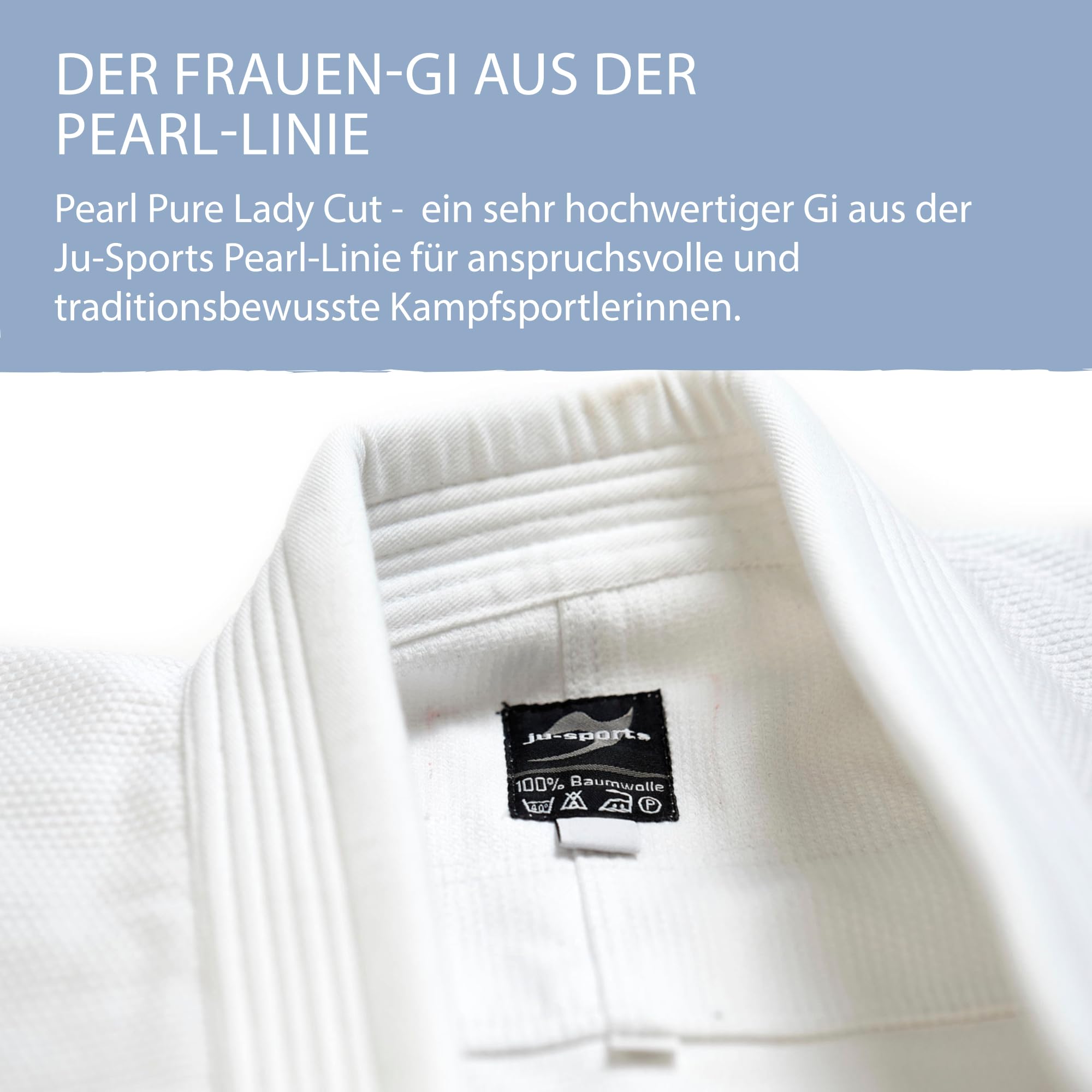 Ju-Sports BJJ Gi Pearl Pure Lady Cut weiß - Schmal geschnittener Brazilian Jujutsu Anzug speziell für Damen, 100% Baumwolle, Stoffgewicht 550 g/qm in Pearl-Webung