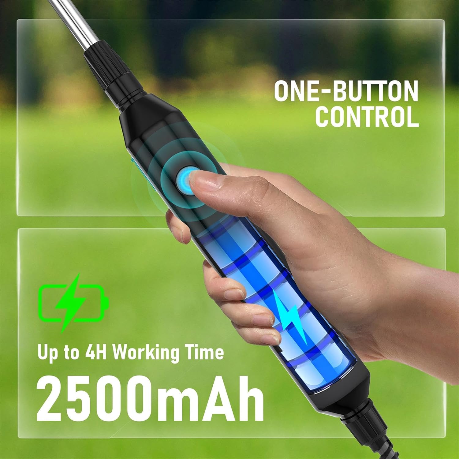 2 Gallon Battery Powered Garden Sprayer, Electric Sprayer, Weed Yard Lawn Sprayers with 5 Mist Nozzles & Retractable Wand & Adjustable Strap for Lawn, Garden, Yard