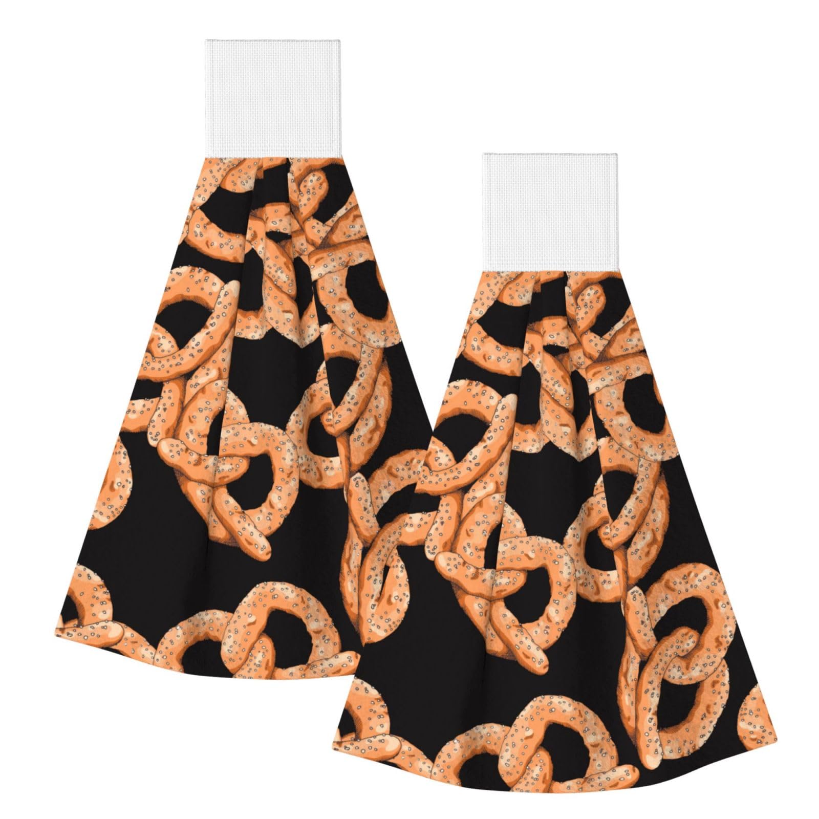 DOPKLNA Fresh Pretzel, 2 Pcs Hanging Coral Fiber Hand Towels for Bathroom, Absorbent Kitchen Towels