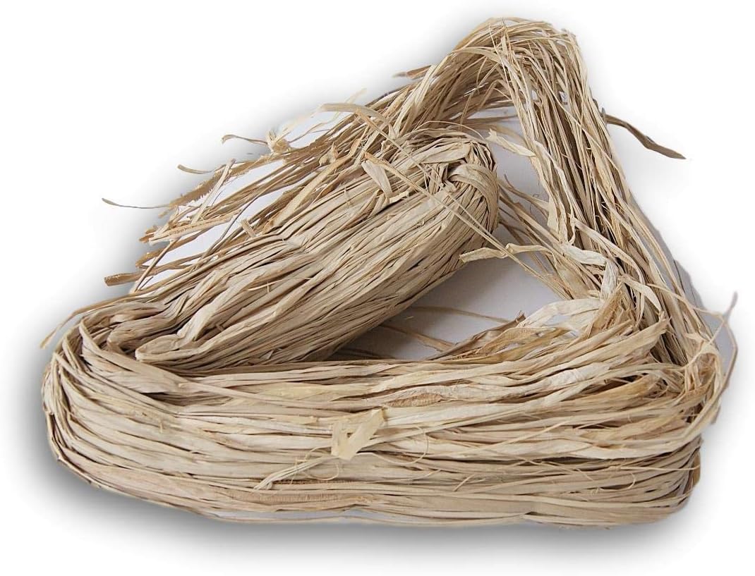 Natural Raffia Long-Stranded Fiber for Arts and Crafts - Large 6 Oz Bunch