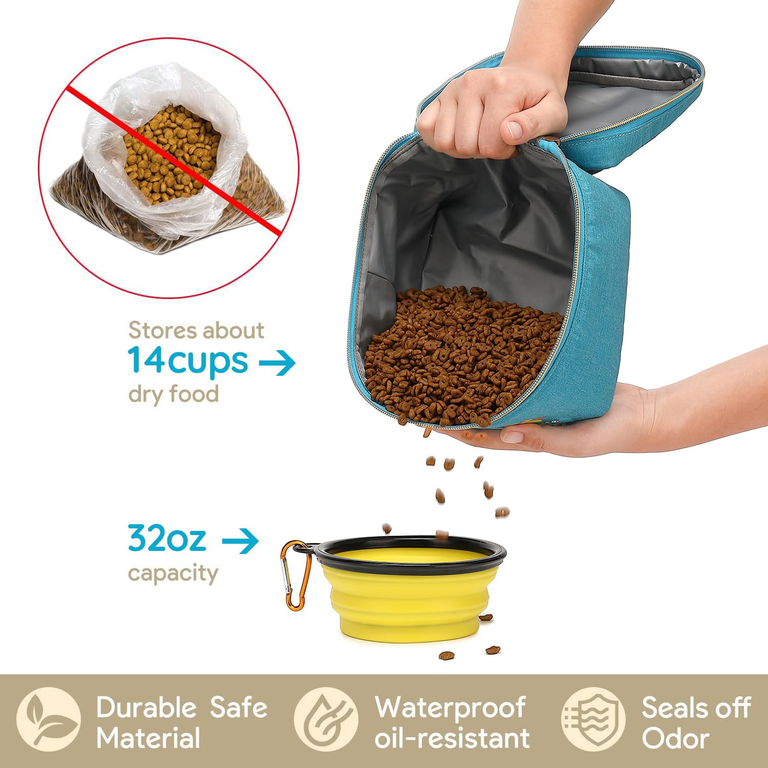 Hunde-Reisetasche für Reisen, Wochenausflug/Übernachtung, Hunde-Reisezubehör mit Multifunktionstaschen, Haustier-Reise-Set für Hund und Katze, ideale Hunde-Wickeltasche und Hunde-Reise-Set