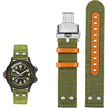 for Hamilton Khaki Aviation Watch H77616533 H70615733 Watch Strap Men WatchBand Beyond Wind Speed Series Nylon Canvas 20mm 22mm Color Green Silver fold, Size 22mm