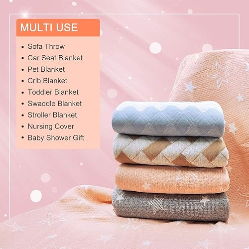 Miniatura 4 de Manta de algodón orgánico para niños, transpirable y cálida, manta acolchada súper suave y ligera para niños y niñas, 39 x 39 pulgadas, gris