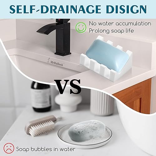 Miniatura 48 de Jabonera de silicona para barra de jabón para ducha, baño, bandeja de secado de cascada autodrenante, mantiene las barras de jabón limpias en seco