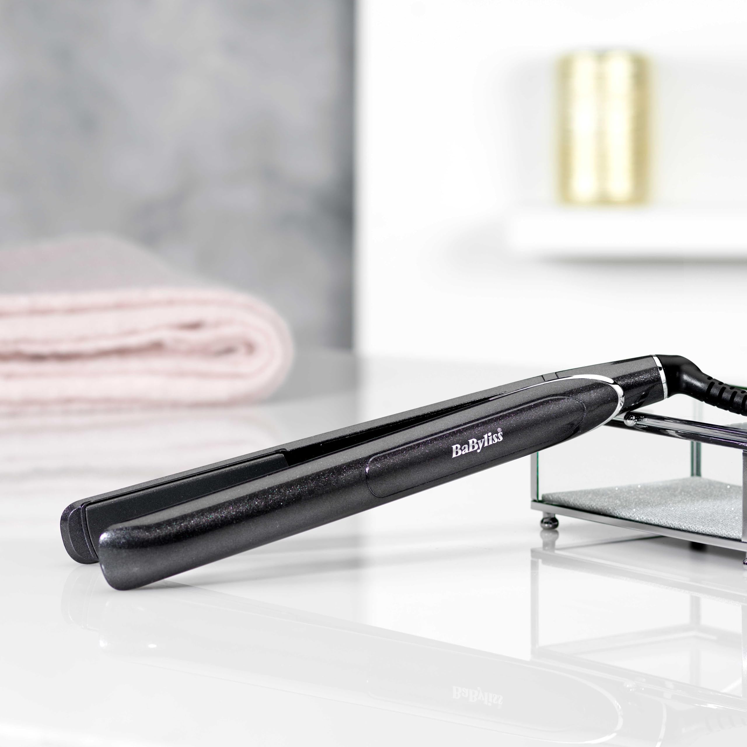 BaByliss ST259E Plancha de pelo profesional Platinum Diamond 235, Iónica, Función Memoria, 140°C - 235°C, Placas cerámicas, compacta